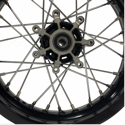 Zwarte aluminium motorfietswielstel voor KX 65 Voorwiel Grootte 1.60x14 Langdurig