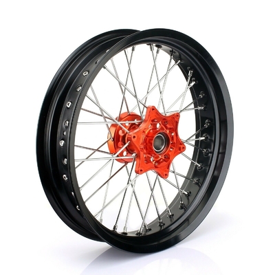 3.50x17 &quot;4.25x17&quot; Supermoto Alloy Wheels voor SX SXF EXC 125-530 Zwarte velgen en oranje hubs