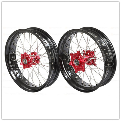 Zwarte aluminium motorfiets Supermoto wielen met CNC-hub en 3.50-17 &quot;5.00-17&quot; velgen
