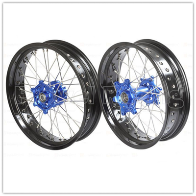 Zwarte aluminium motorfiets Supermoto wielen met CNC-hub en 3.50-17 &quot;5.00-17&quot; velgen
