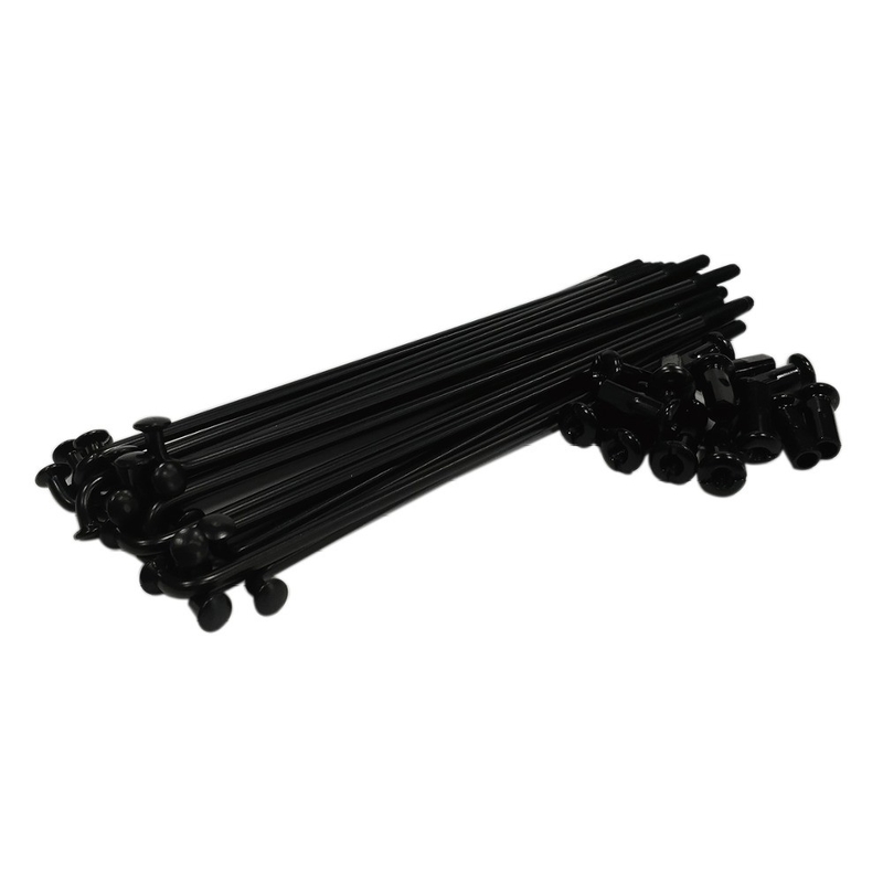 Zwarte beklede koperen spaken en tepels voor 8G 9G 10G motorfiets Carbon Steel Spoke Kit