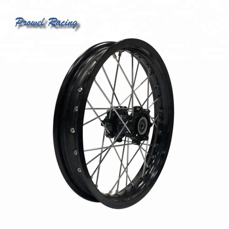 Op maat gemaakt Aluminium 6061 T6 Zwarte Motorfiets Wiel Set 1.85x14 voor Off-Road Bike